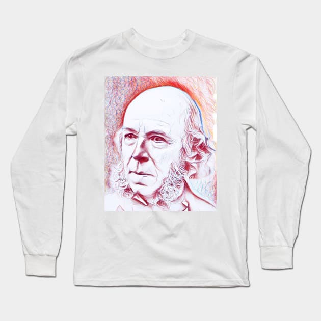 Herbert Spencer Portrait | Herbert Spencer Artwork | Line Art Long Sleeve T-Shirt by JustLit